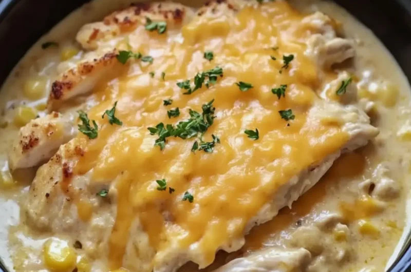 Crockpot Creamy Cheddar Chicken Corn