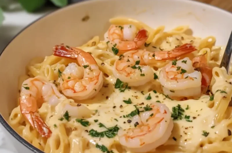 Creamy Shrimp Pasta with Cheese and Herbs
