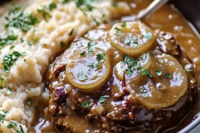 Slow Cooker Salisbury Steak With Onion Gravy