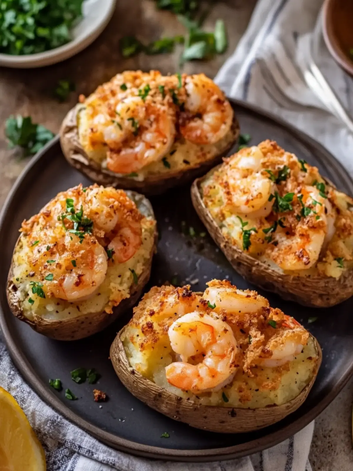 Seafood Shrimp Stuffed Baked Potatoes