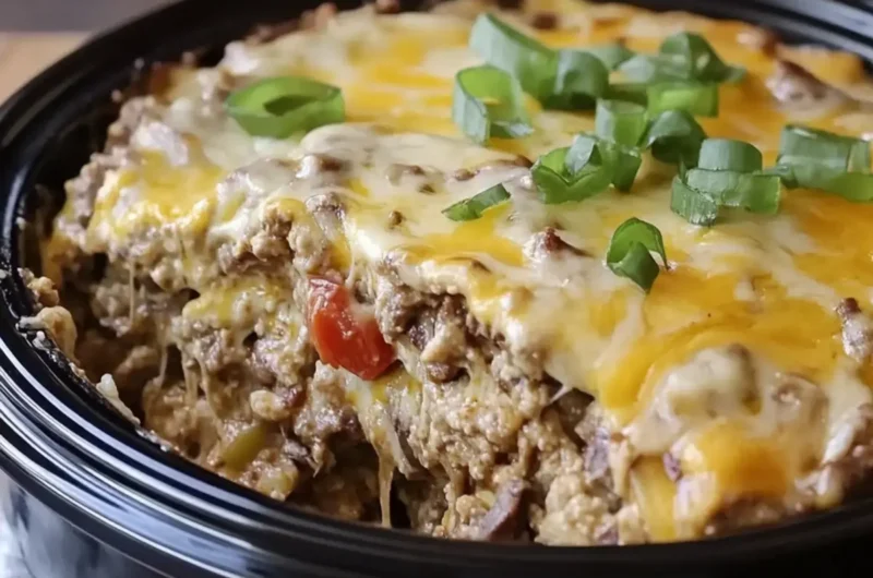 Crockpot Philly Cheesesteak Casserole