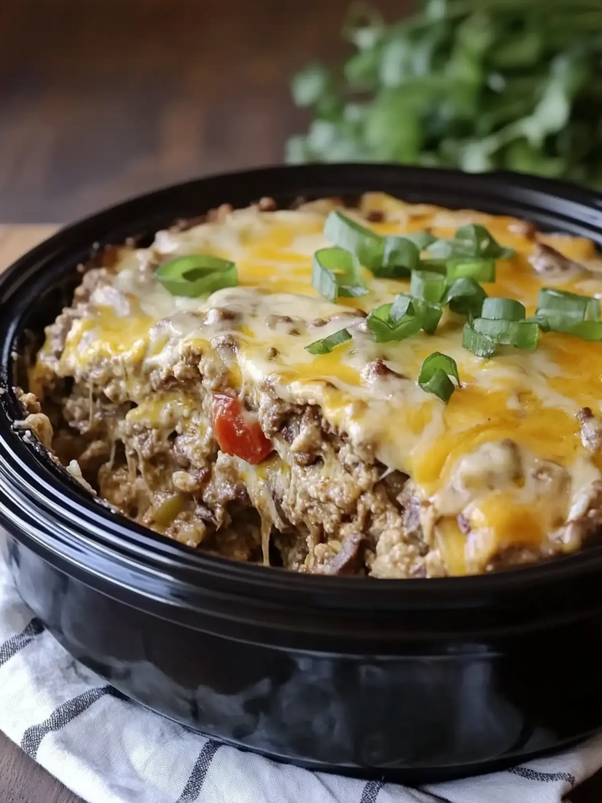 Crockpot Philly Cheesesteak Casserole