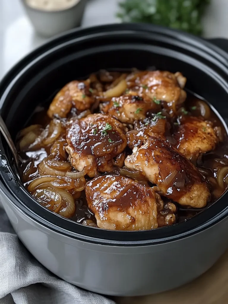 Slow Cooker Sticky Caramelized Onion Chicken Thighs Bliss 2 Slow Cooker Sticky Caramelized Onion Chicken Thighs