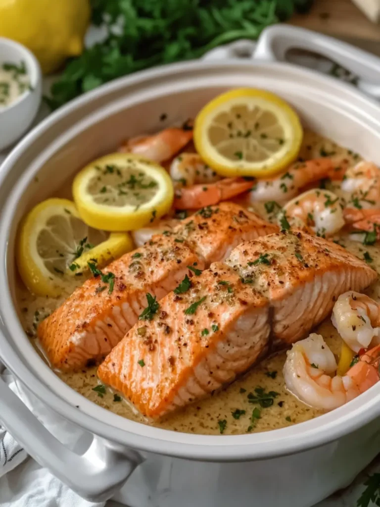 Slow Cooker Salmon & Shrimp Garlic Butter Feast in One Pot 2 Slow Cooker Salmon & Shrimp Garlic Butter Feast