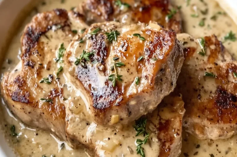 Crockpot Creamy Garlic Butter Pork Chops