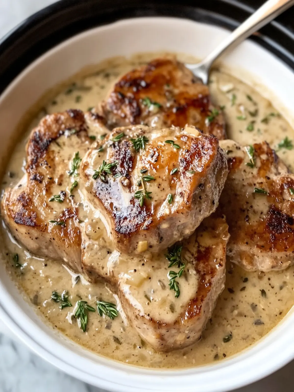 Savory Crockpot Creamy Garlic Butter Pork Chops for Dinner Bliss 5 Crockpot Creamy Garlic Butter Pork Chops