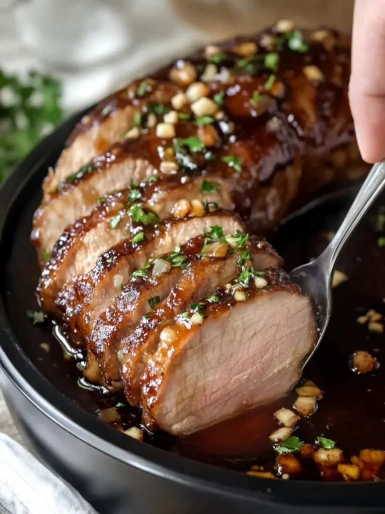 Sticky Honey Garlic Glazed Pork Tenderloin