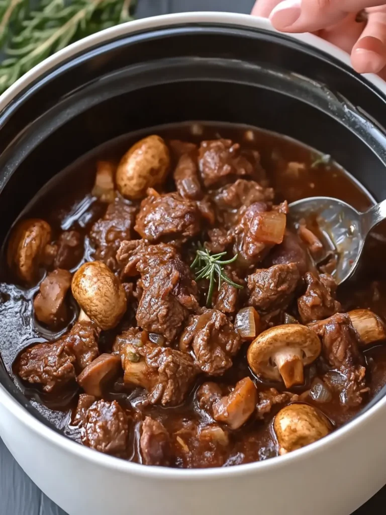 Melt-in-Your-Mouth Slow Cooker Red Wine Beef & Mushrooms 2 Slow Cooker Red Wine Beef & Mushrooms