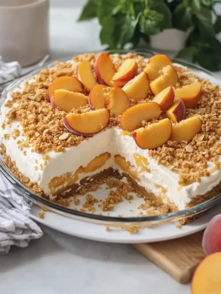 Peach Cobbler No-Bake Cheesecake