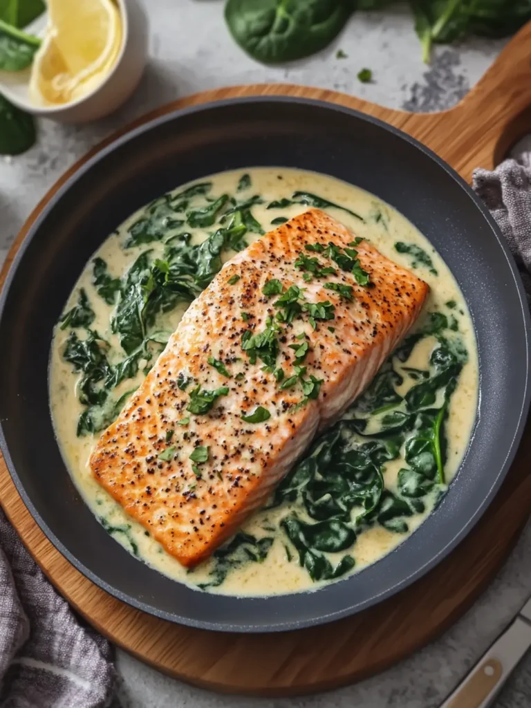 Creamy Boursin Salmon with Spinach