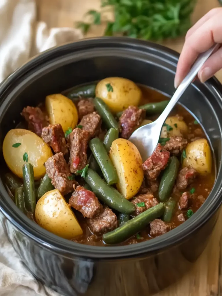 Crockpot Beef Smokies, Potatoes, and Green Beans Made Easy 3 Crockpot Beef Smokies, Potatoes, and Green Beans