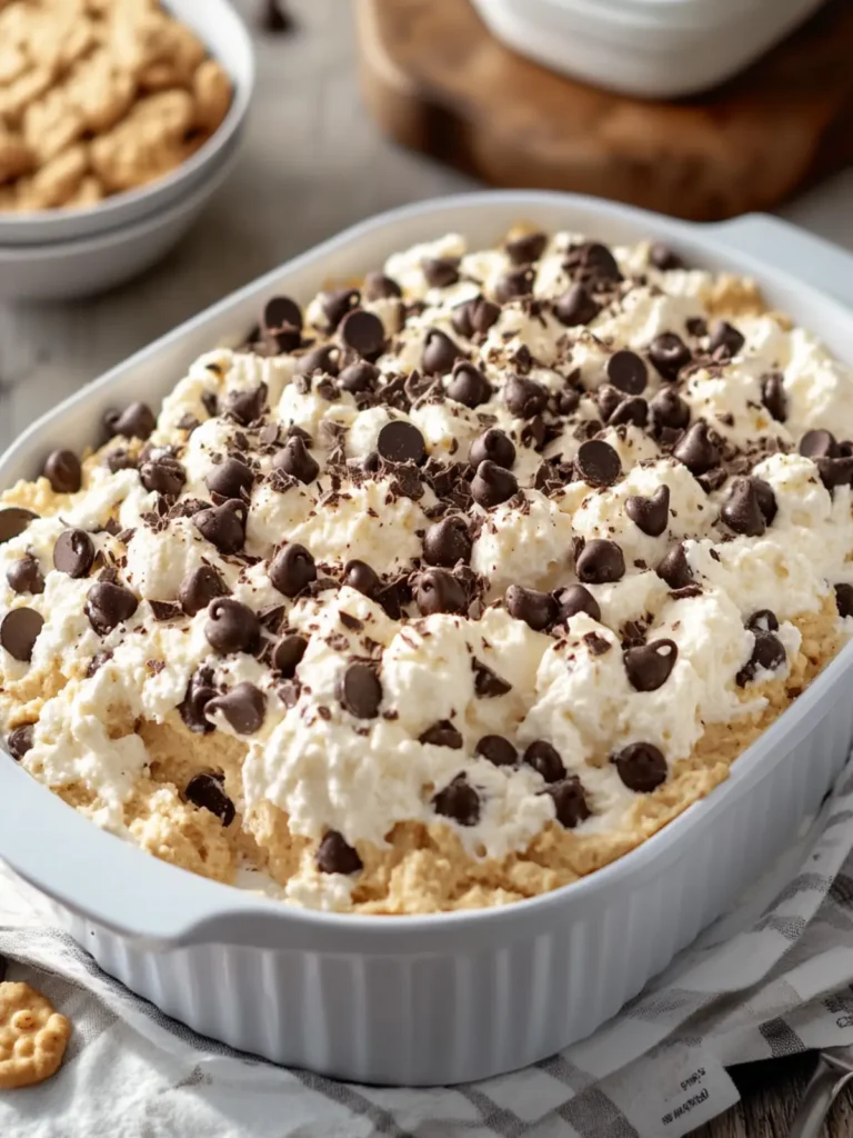 Delicious High-Protein Chocolate Chip Cookie Dough Fluff Casserole 3 High-Protein Chocolate Chip Cookie Dough Fluff Casserole