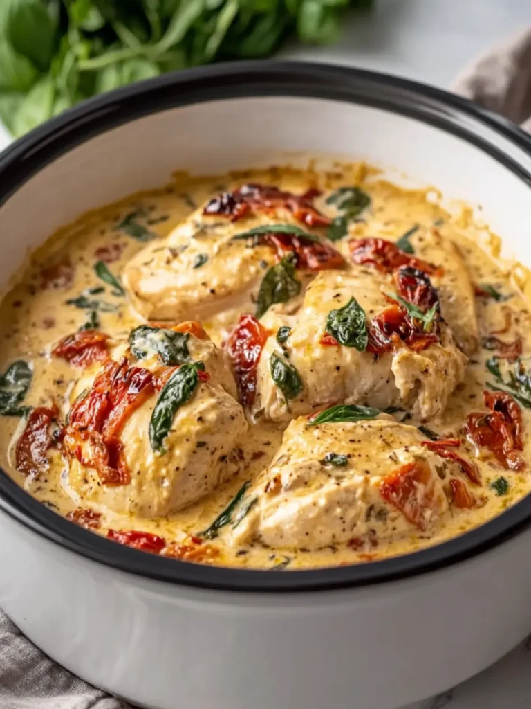 Creamy Crockpot Tuscan Chicken That'll Wow Your Taste Buds 3 Creamy Crockpot Tuscan Chicken