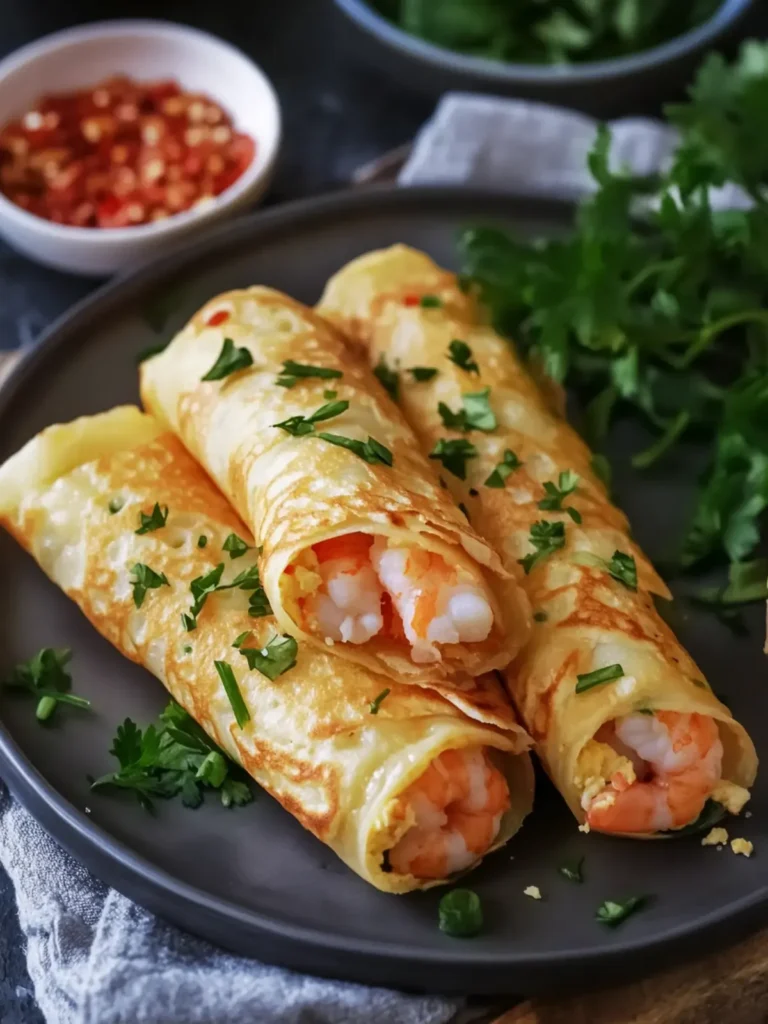 Spicy Shrimp Egg Crepe Rolls: Flavor-Packed Homemade Delight 3 Spicy Shrimp Egg Crepe Rolls