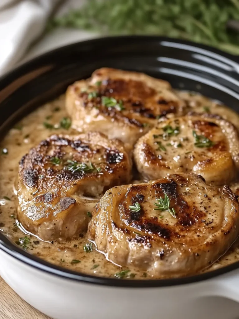 Savory Slow Cooker Tender Pork Chops in Creamy Mushroom Sauce 4 Slow Cooker Tender Pork Chops