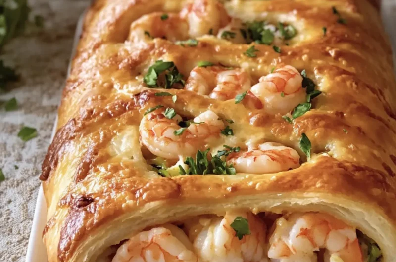 Golden Seafood Crab and Shrimp Stromboli Bake