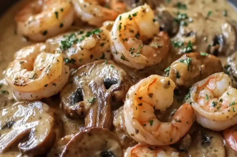 Creamy Mushroom Steak Sauce with Shrimp