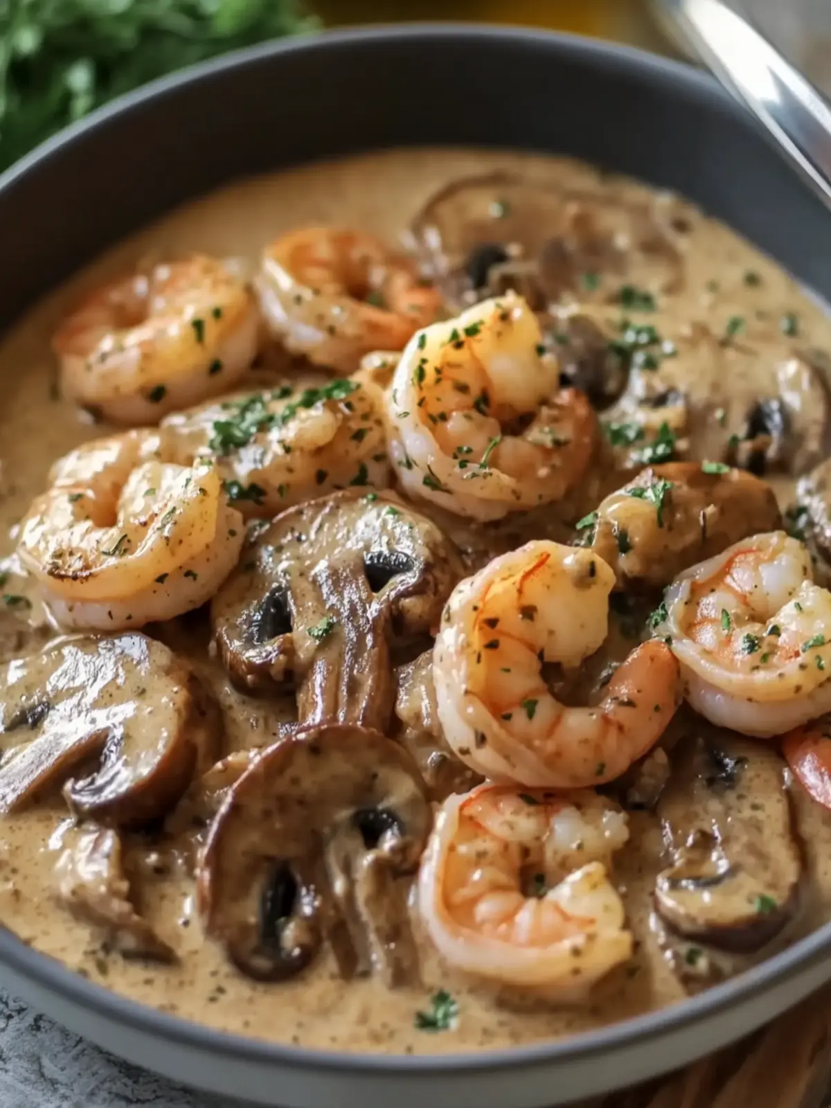Creamy Mushroom Steak Sauce with Shrimp
