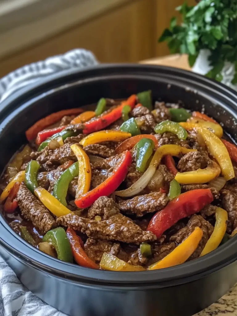 Crockpot Pepper Steak with Juicy Beef and Sweet Peppers Delight 3 Crockpot Pepper Steak Loaded with Juicy Beef, Sweet Peppers and Onions