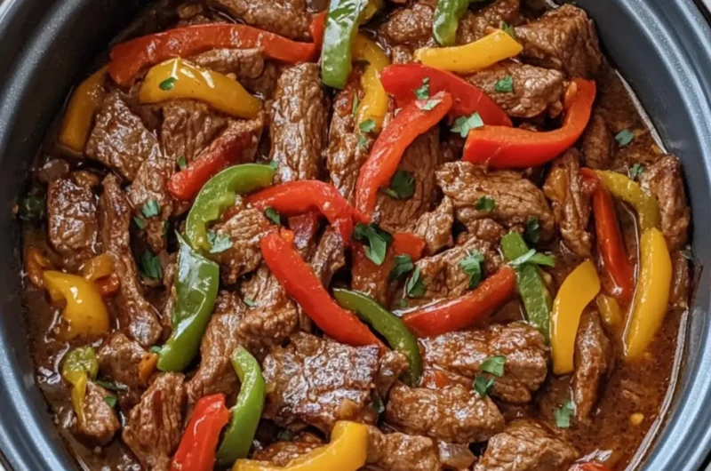 Slow Cooker 4-Ingredient Poor Man’s Pepper Steak