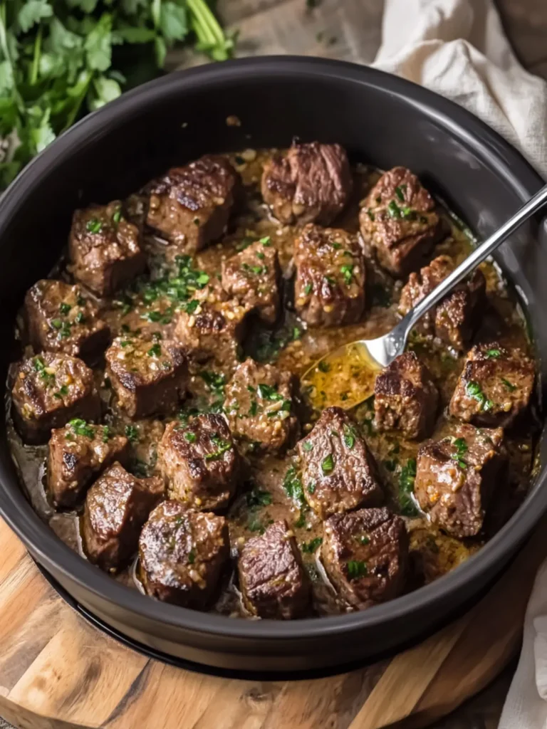 Melt-in-Your-Mouth Slow Cooker Garlic Butter Steak Bites 2 Slow Cooker Garlic Butter Steak Bites