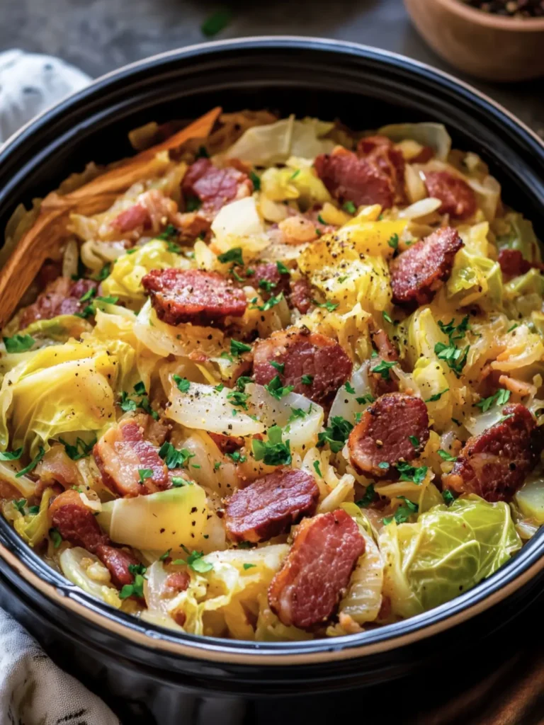 Savory Slow Cooker Garlic Butter Cabbage with Beef Bacon Delight 2 Slow Cooker Garlic Butter Cabbage with Beef Bacon