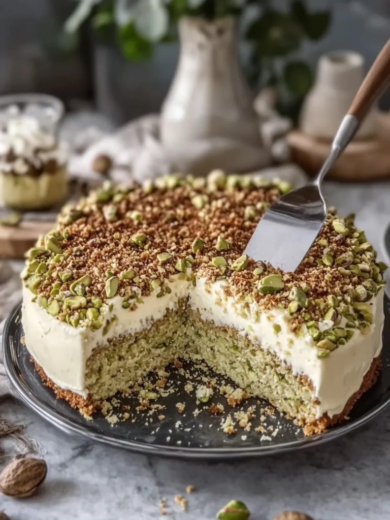 Decadent Pistachio Coffee Cake with Cream Cheese Layer Delight 2 Pistachio Coffee Cake with Cream Cheese Layer