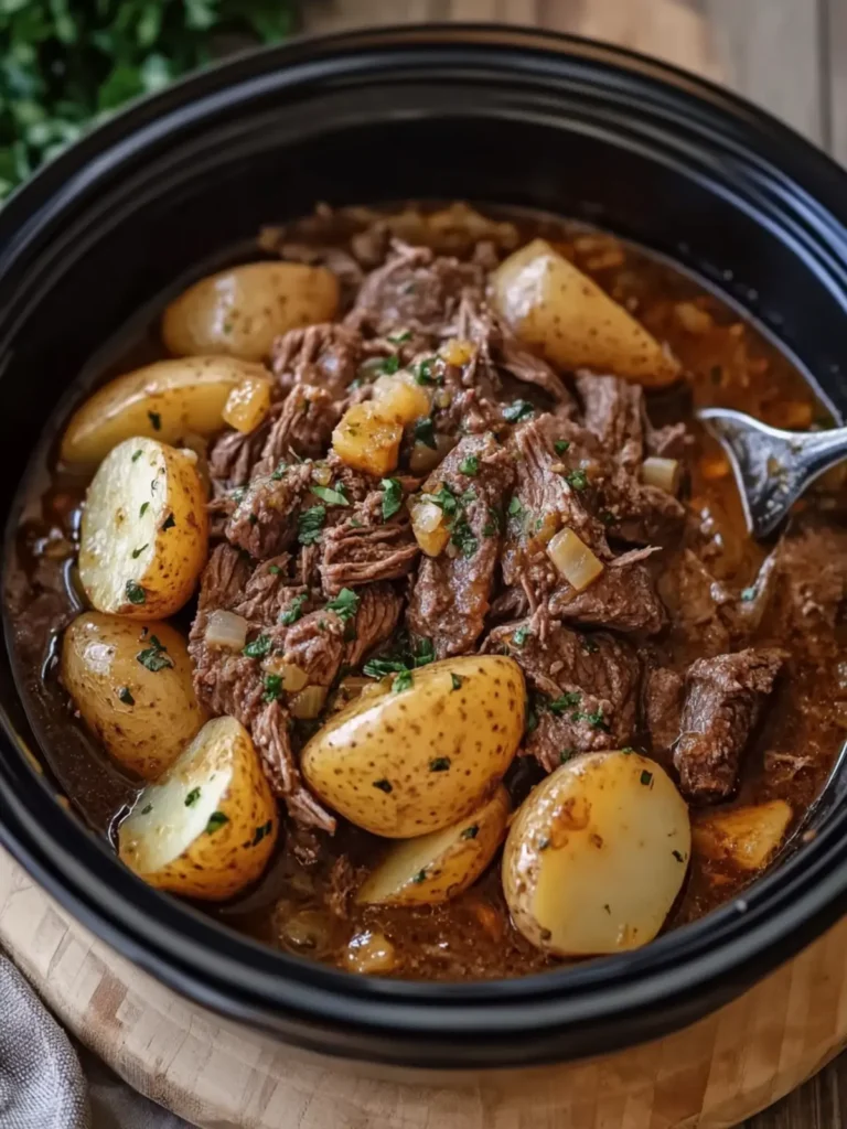 Savory Slow Cooker Garlic Butter Beef and Potatoes Delight 4 Slow Cooker Garlic Butter Beef and Potatoes