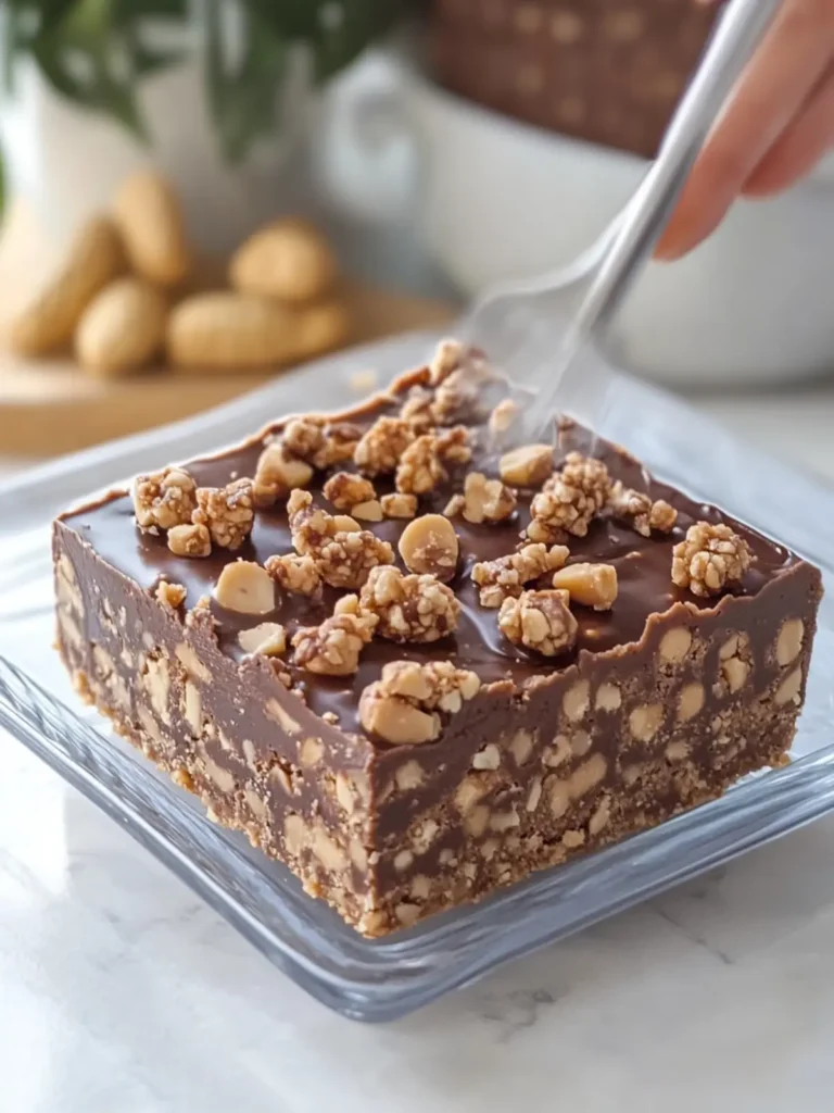 Decadent No-Bake Chocolate Peanut Crunch Fudge Squares 4 No-Bake Chocolate Peanut Crunch Fudge Squares