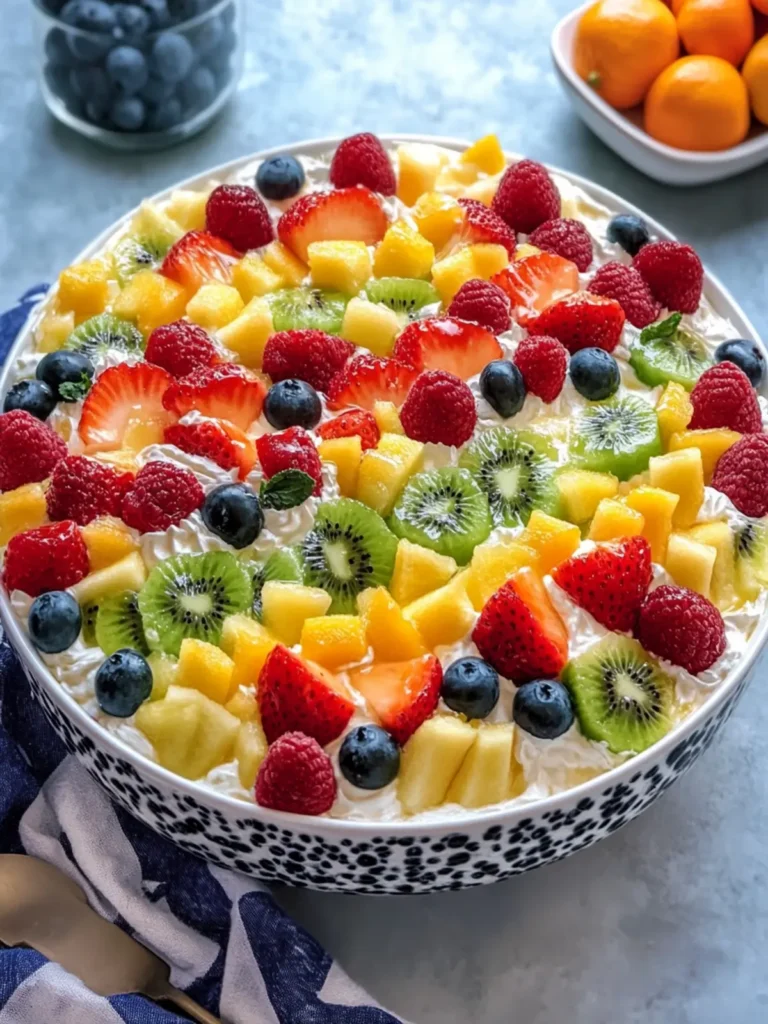 Rainbow Fruit Cheesecake Salad