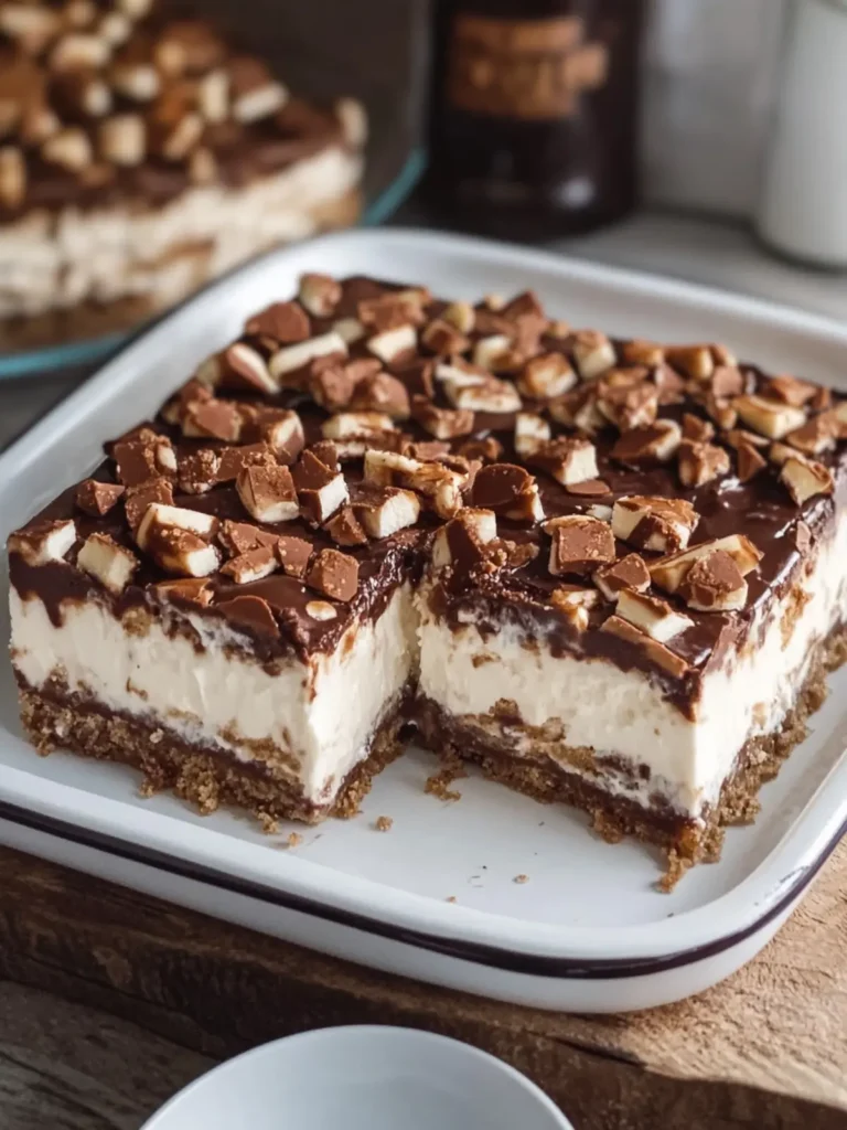Indulge in No-Bake Snickers Cheesecake Bars Bliss 2 No-Bake Snickers Cheesecake Bars