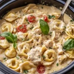 Crockpot Creamy Tuscan Chicken Tortellini