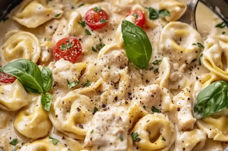 Crockpot Creamy Tuscan Chicken Tortellini