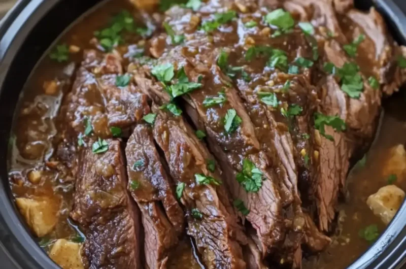 Slow Cooker Garlic Glazed Beef — Homestyle Meals