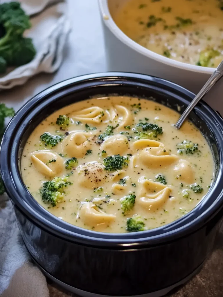 Crockpot Broccoli Cheddar Tortellini Soup