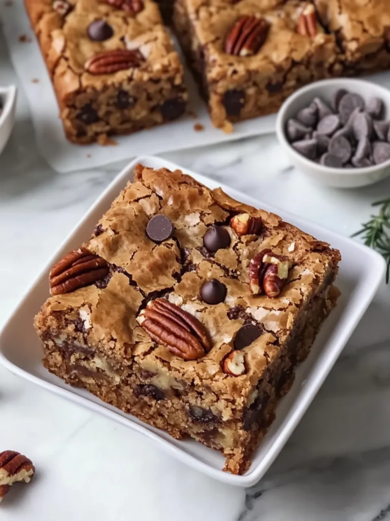 Decadent Brown Butter Blondies with Toasted Pecans & Chocolate Chips 3 Brown Butter Blondies with Toasted Pecans & Chocolate Chips