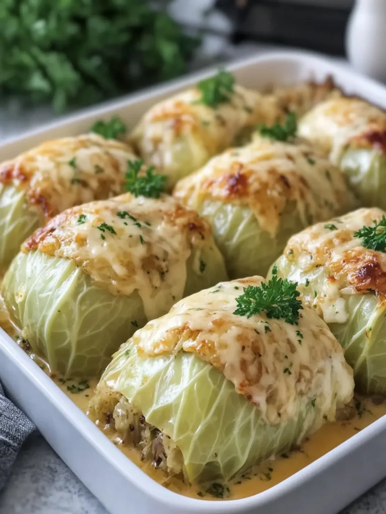 Creamy Garlic Parmesan Cabbage Rolls