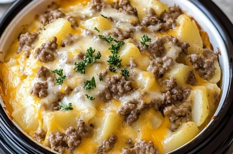 Slow Cooker Cheesy Hamburger Potato Casserole