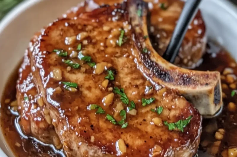 Slow Cooker Honey Garlic Glazed Pork Chops