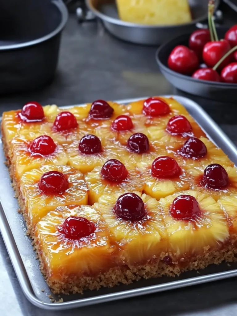 Sweet Pineapple Cherry Upside-Down Sheet Cake Magic 3 Pineapple Cherry Upside-Down Sheet Cake