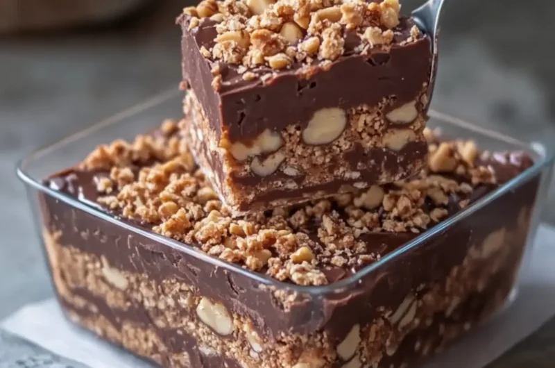 No-Bake Chocolate Peanut Crunch Fudge Squares
