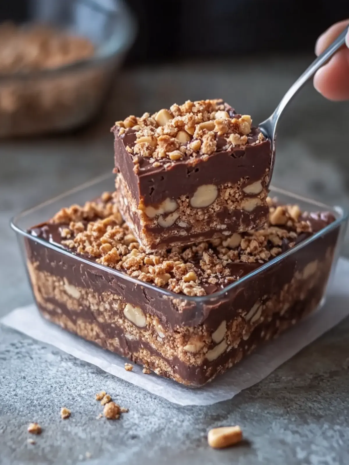 Decadent No-Bake Chocolate Peanut Crunch Fudge Squares 5 No-Bake Chocolate Peanut Crunch Fudge Squares