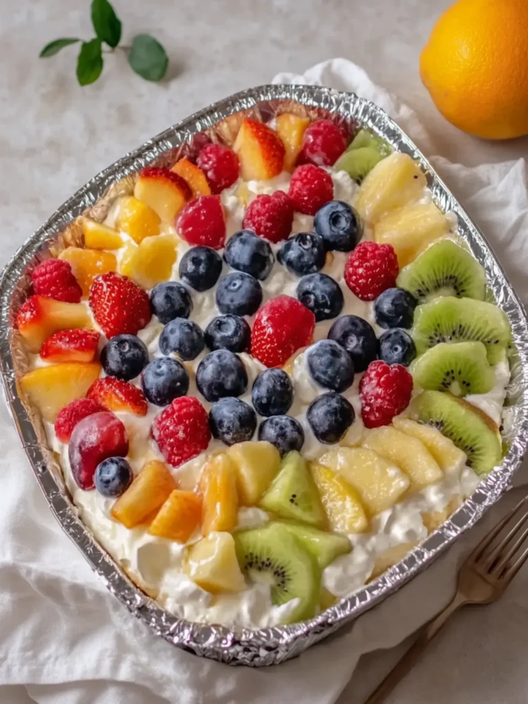 Cheesecake Fruit Salad in a Tin Foil Tray Everyone Will Love 2 Cheesecake Fruit Salad in a Tin Foil Tray