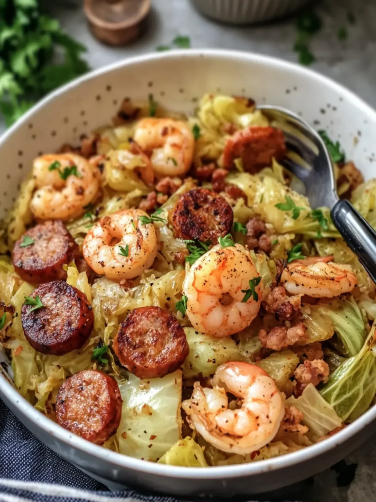 Savory Fried Cabbage with Shrimp and Sausage Delight 4 Fried Cabbage with Shrimp and Sausage