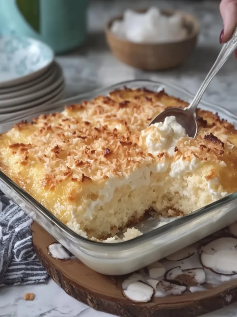 Irresistible Coconut Custard Dump Cake That Melts in Your Mouth 2 Coconut Custard Dump Cake