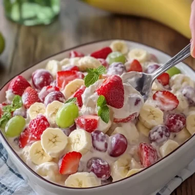 Creamy Strawberry Banana & Grape Fruit Salad Delight Bliss 6 Creamy Strawberry Banana & Grape Fruit Salad Delight Bliss