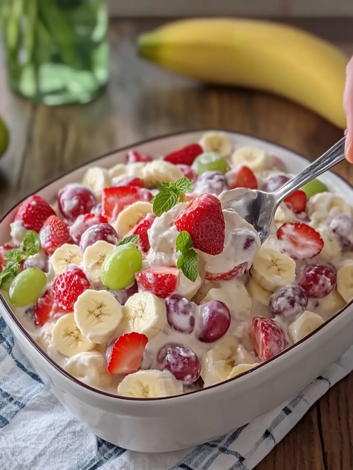 Creamy Strawberry Banana & Grape Fruit Salad Delight Bliss 5 Creamy Strawberry Banana & Grape Fruit Salad Delight