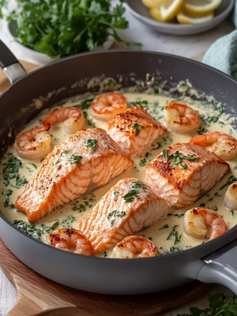 Creamy Tuscan Salmon and Shrimp Skillet You’ll Crave Forever 3 Tuscan Salmon and Shrimp Cream Skillet