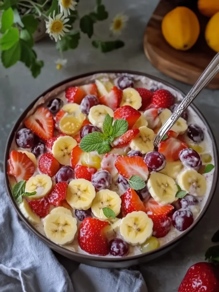 Creamy Strawberry Banana & Grape Fruit Salad Delight Bliss 4 Creamy Strawberry Banana & Grape Fruit Salad Delight