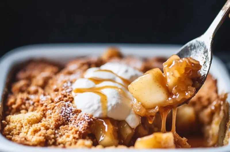 Caramel Apple Dump Cake without slicing